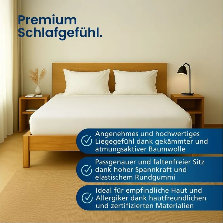 AM Qualitätsmatratzen Spannbettlaken Baumwolle in weiß, Bettlaken für Familienbetten, Made in Germany, Baumwolle, Gummizug: rundum, (1 Stück), 270x200x30