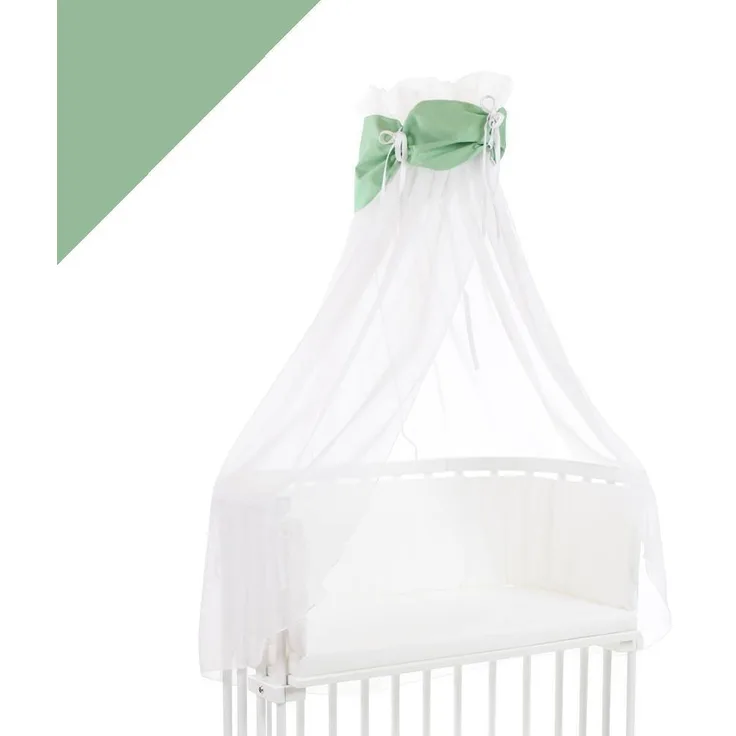 Babybay Betthimmel weiß mit grüner Schleife, für alle Babybay Modelle