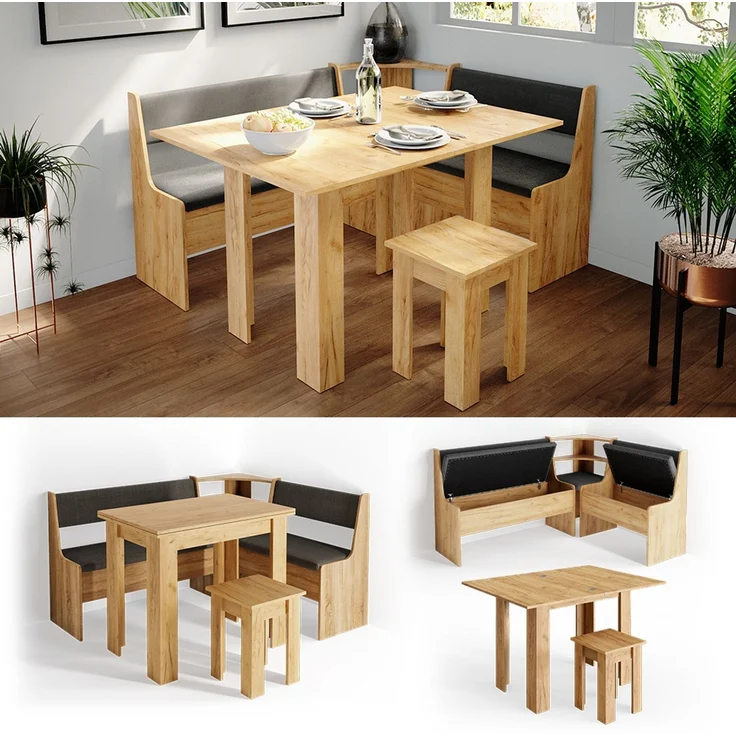 Eckbankgruppe Roman Goldkraft Eiche 150 x 120 cm mit Tisch Vicco – Bild 2