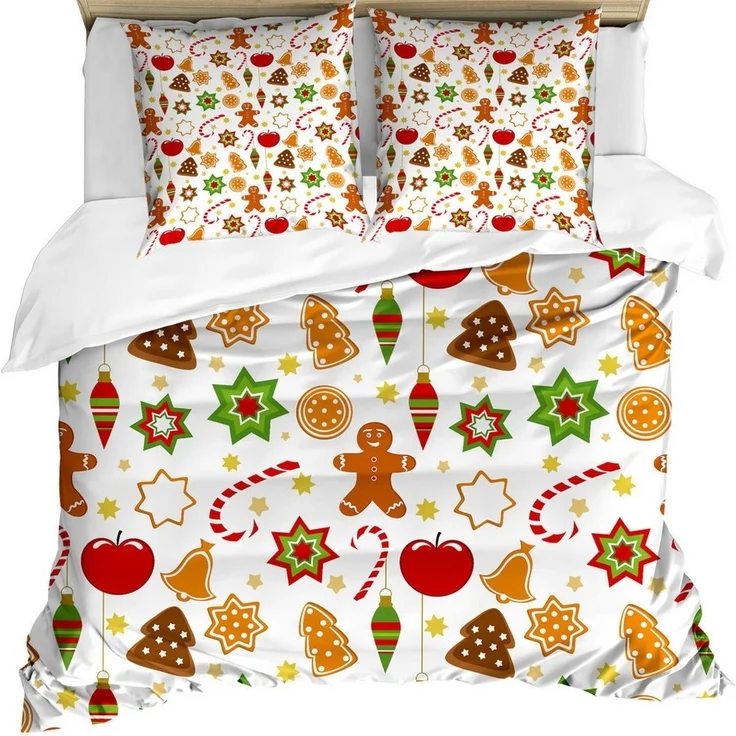 Abakuhaus Bettwäsche weicher Microfaserstoff Allergiker geeignet, kein Verblassen, Microfaser, Lebkuchenmann Weihnachten Graphic – Bild 3