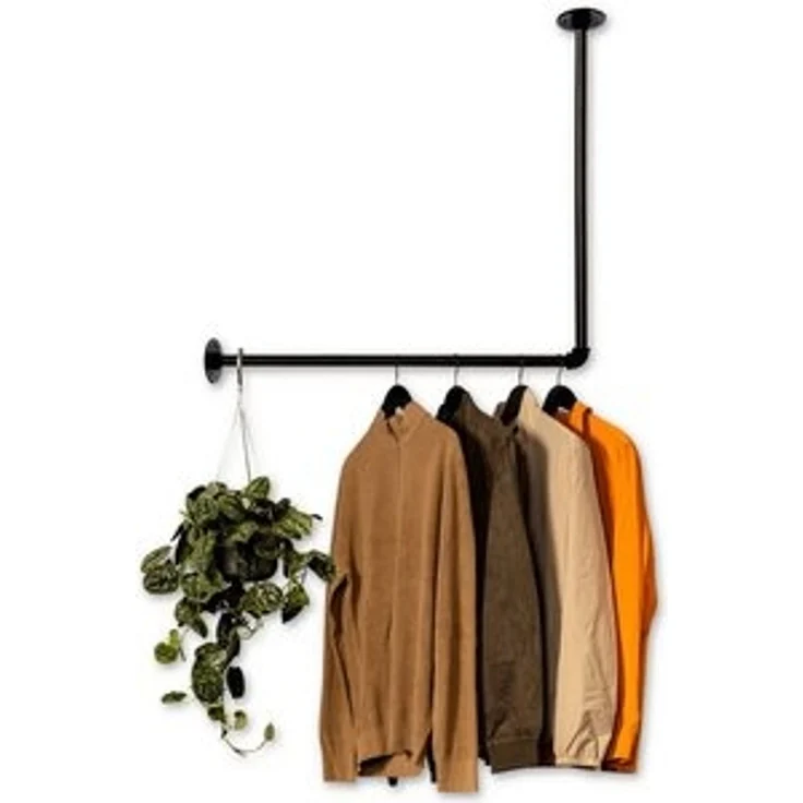 RSR Hangers Kleiderstange Kleiderstange Garderobe Industrie Design für Ecke Wand Decke L-Form – Bild 6