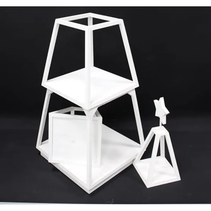 Dekoleidenschaft Standregal Dekotanne "Shabby White" aus Holz, weiß, Pyramide mit 4 Ebenen, 175 cm, hoch, Regal für Wohnzimmer, Küche & Bad, Weihnachtsbaum Alternative – Bild 5