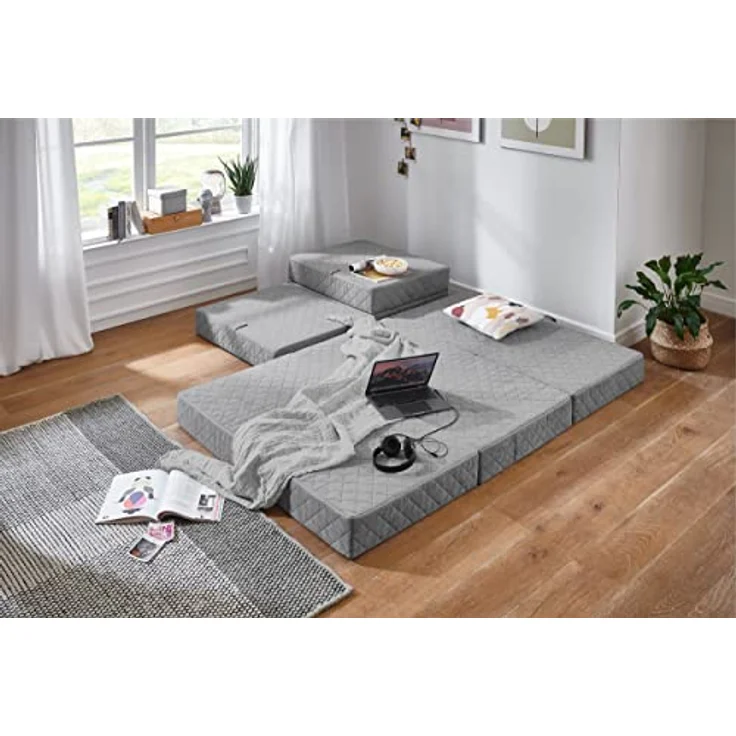 ATLANTIC home collection Falthocker Lenny, 115/195/15 cm, Grau – Bild 5