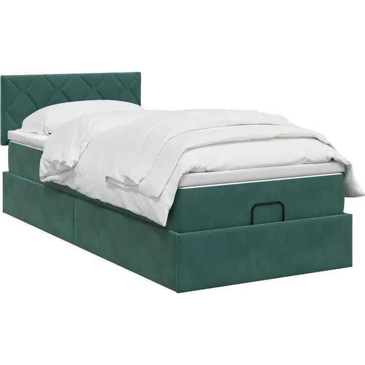 vidaXL Ottoman-Bett mit Matratze und LED Dunkelgrün 90 x 190 cm Samt 3457182 – Bild 3