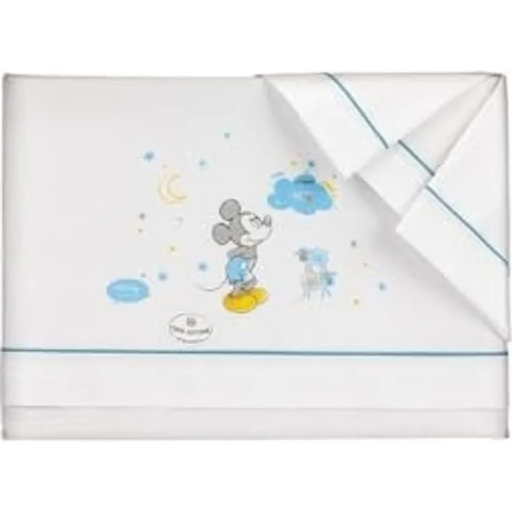 Interbaby MK003-11 Disney Baby-Krippe Laken Mickey Mouse Weiss/Blau, blau, 220 g