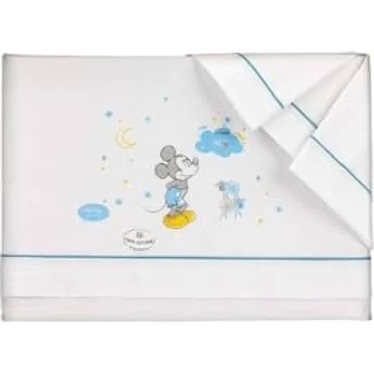 Interbaby MK003-11 Disney Baby-Krippe Laken Mickey Mouse Weiss/Blau, blau, 220 g