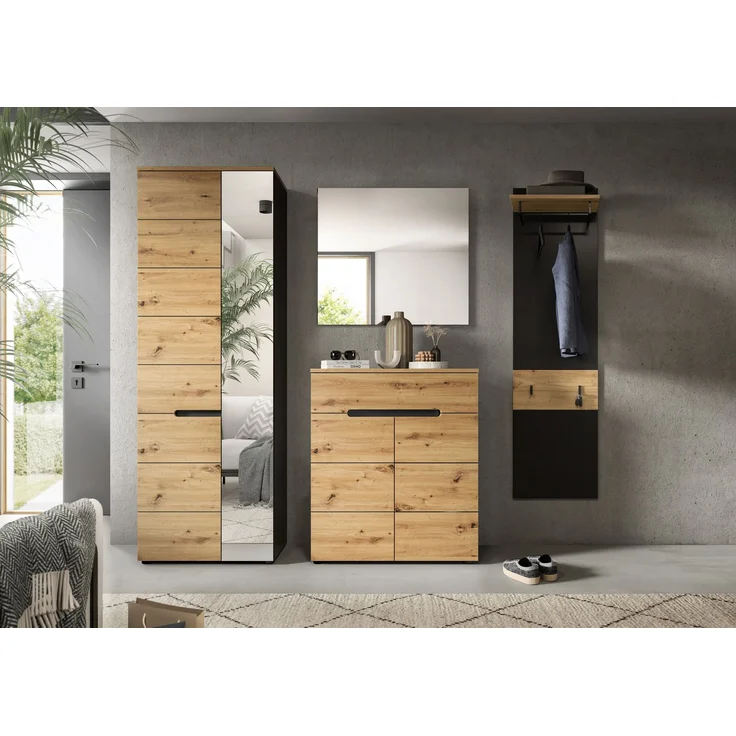 Garderobenkombination (B/H/T: 220x190x37 cm) in Artisan Nachbildung – Bild 5