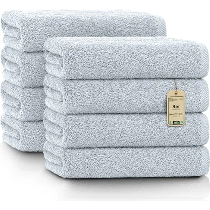 NatureMark Handtücher - Set mit 8 Stück – 100% Baumwolle, Weich & Saugfähig, Premium Qualität für Badezimmer, Spa und Fitness, 50 × 100 cm, Frühlingsblau