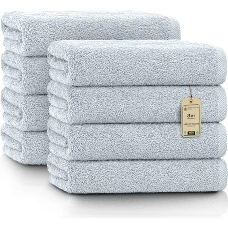 NatureMark Handtücher - Set mit 8 Stück – 100% Baumwolle, Weich & Saugfähig, Premium Qualität für Badezimmer, Spa und Fitness, 50 × 100 cm, Frühlingsblau – Bild 1