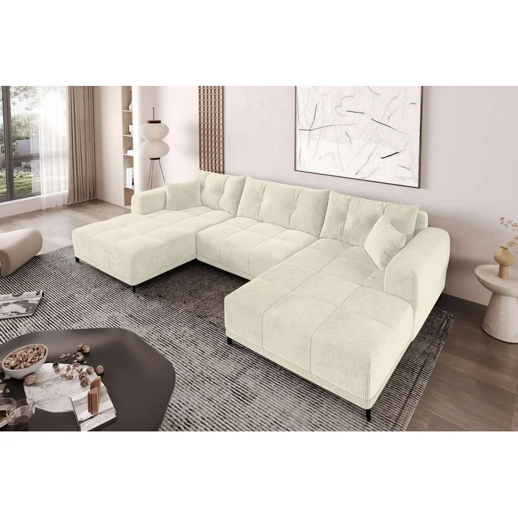 99rooms Massimo Wohnlandschaft Cordstoff POSO Creme mit Schlaffunktion – Bild 3