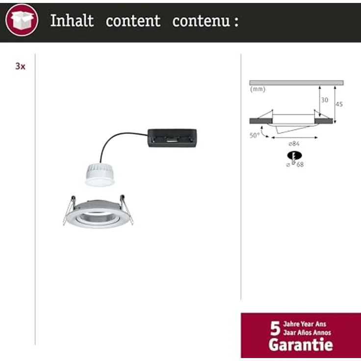 Paulmann 92435 LED Einbauleuchte Nova Coin 3er-Set Zigbee RGBW Alu gedreht – Bild 5