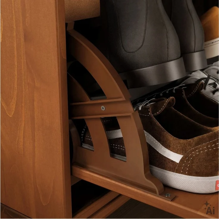 IDIMEX Schuhkipper JONTE, Schuhschrank schmal mit 4 Kippfächern aus Massivholz Kastanie Finish – Bild 4
