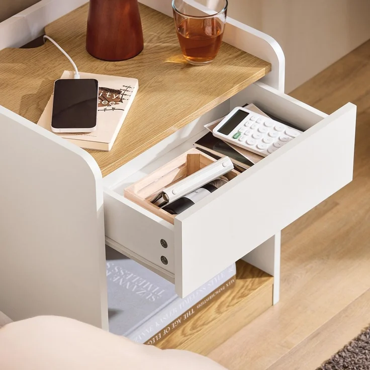 SoBuy FBT128-WN Nachttisch, MDF, Lackiert, Weiß, 42 x 55 x 40 cm – Bild 7