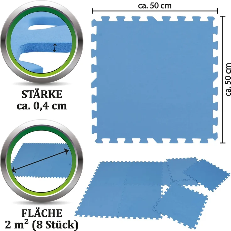 Pool Unterlegmatte - 8 Stück à 50x50cm ( 2m² ) - Bodenschutzmatte für Pool und Planschbecken - schütz den Poolboden vor Beschädigungen – Bild 4