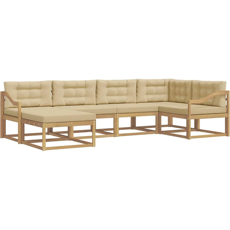vidaXL Outdoor-Sofagarnitur 6 stk. 6-Sitzer Weiß und Beige Polyester 3386707 – Bild 2