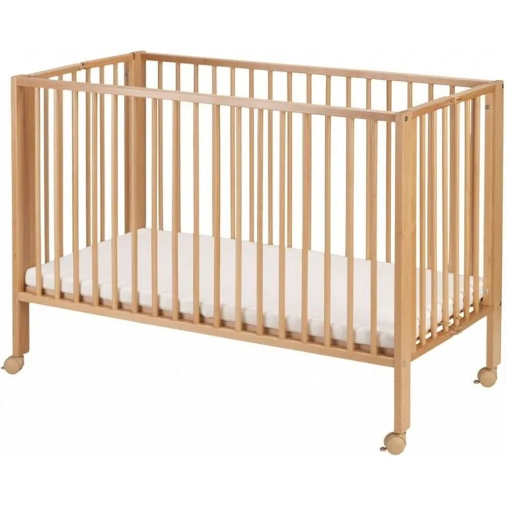 TiSsi Faltbares Kinderbett Buche natur, inkl. Matratze 60x120 cm