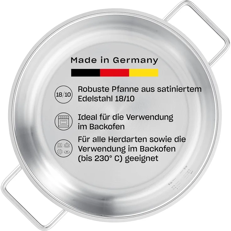 Fissler Servierpfanne Fissler Pure Collection Servierpfanne, Edelstahl 18/10 (1-tlg), Backofengeeignet bis 230°C, Schüttrand, Made in Germany