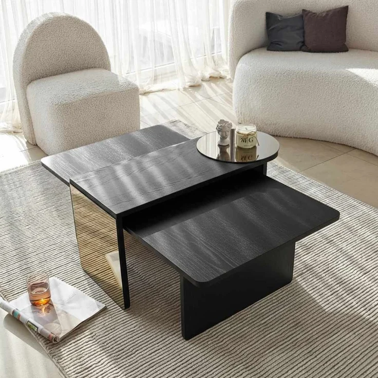Skye Decor 'Luna 2 - Black' Couchtisch-Set, Schwarz / Bronze, 105 x 35 x 60 cm – Bild 6