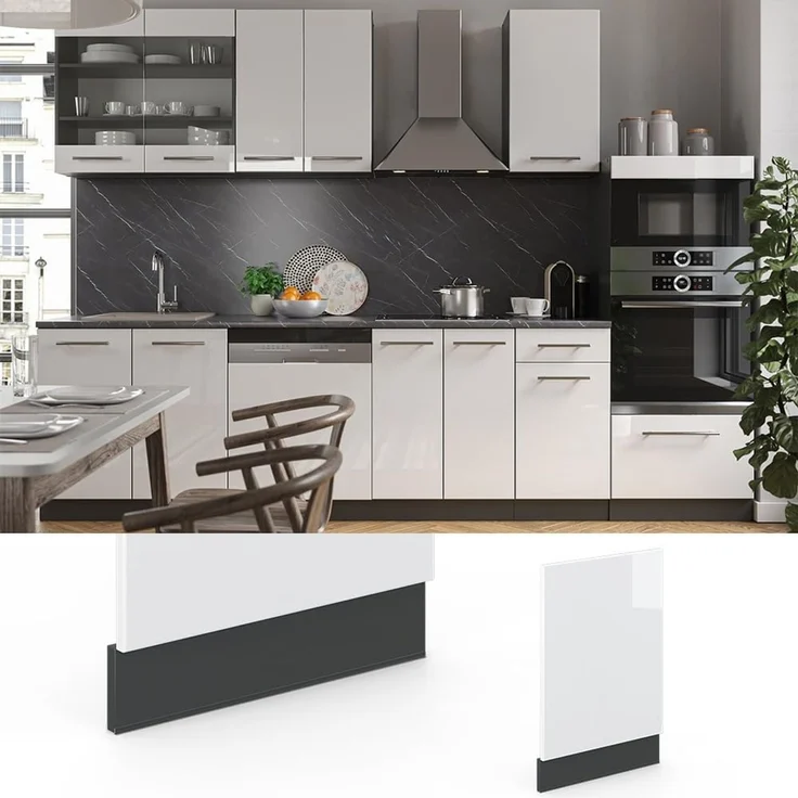 Frontblende Fame-Line Weiß Hochglanz 45 cm ohne Arbeitsplatte Vicco – Bild 4