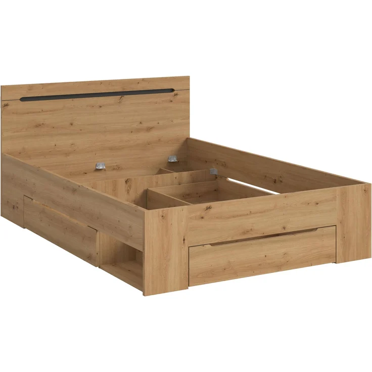 Bett 140x200 B/H/T: 144x87x205 cm in Basalt grau Nachbildung und Artisan Nachbildung