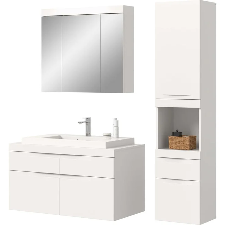 Badmöbel Set mit Waschbecken Gusto in weiß matt 4-teilig 153 cm – Bild 6