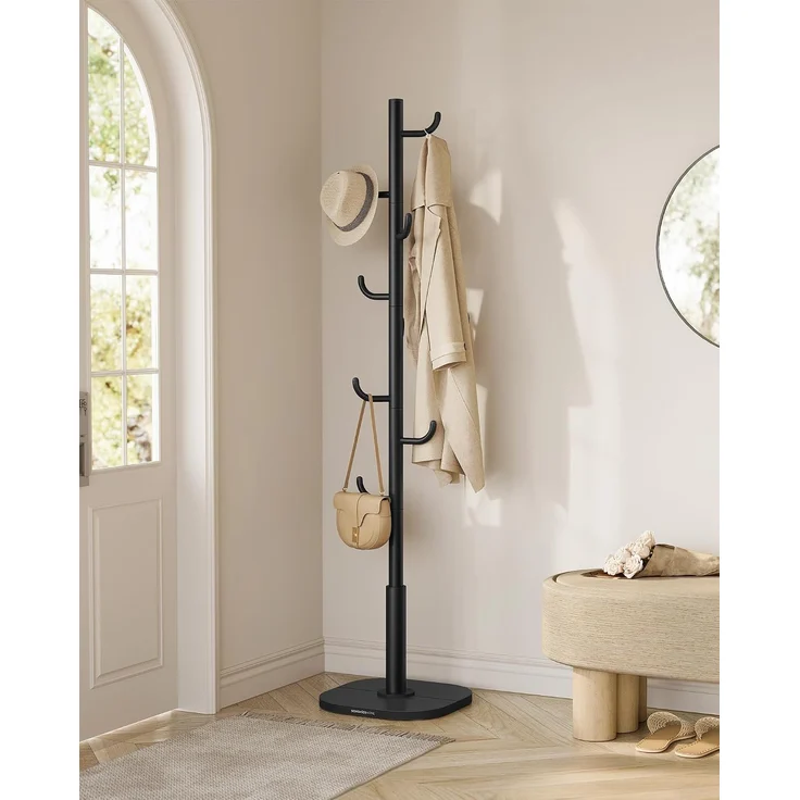 SONGMICS HOME Garderobe in Kaktus-Form, Kleiderständer, freistehende Garderobe, 8 Haken mit nach oben gebogenen Enden, 175,3 cm hoch, für Kleidung, Hüte, Taschen, tintenschwarz – Bild 2