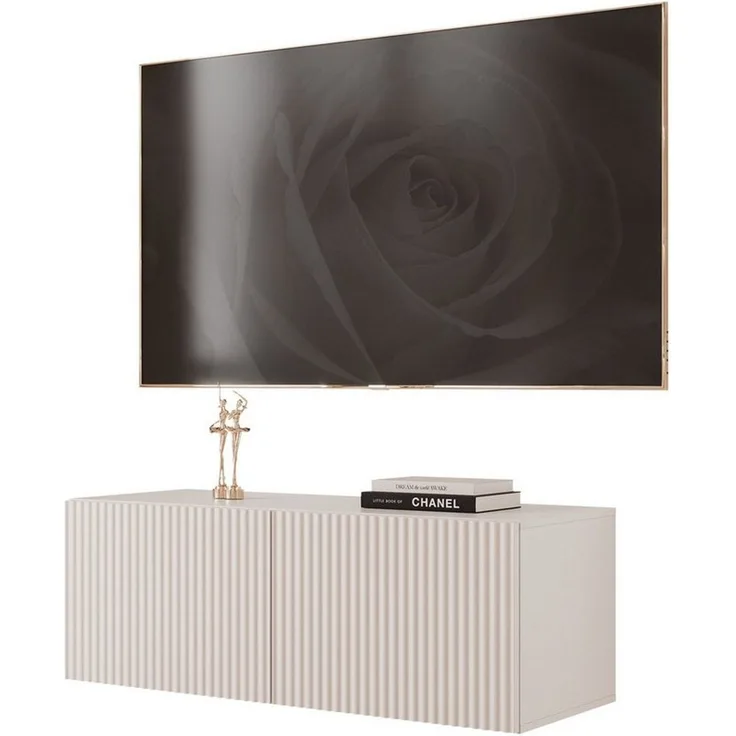yourhouse24 Lowboard TV ANGEL 100 mit LED-Beleuchtung – Geriffelte Fronten