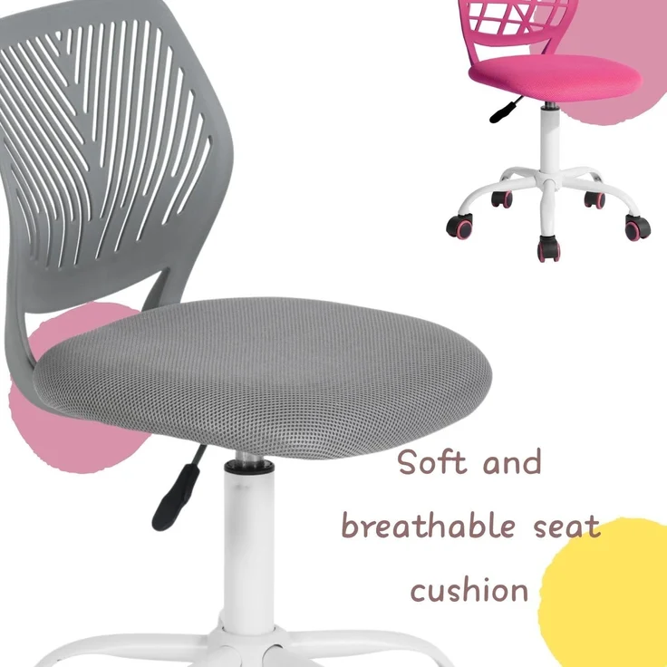 FurnitureR Kleiner Videospielstuhl, ergonomischer Schreibtischstuhl ohne Armlehnen, kompakter Drehstuhl mit Sitzhöhenverstellung und leisen Gummirädern, modernes Design für Gaming und Arbeiten – Bild 8