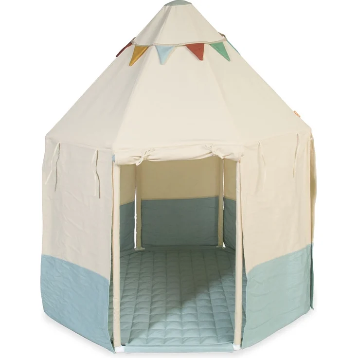 Pinolino 'Pavillon Yuma' Zelt, Baumwolle / Polyester, Blau / Beige, 124 x 124 x 142 cm – Bild 3
