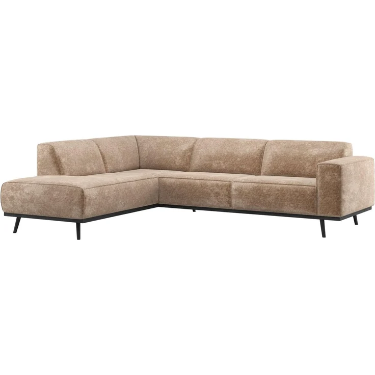 Ecksofa Statement, Samt-Chenille mit abgerundetem Design, modern, taupe, hohe Sitzkomfort