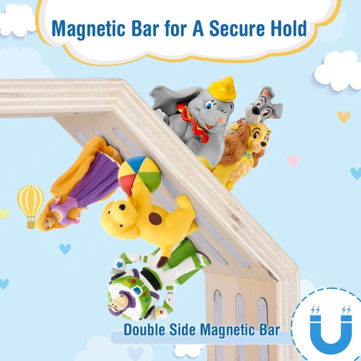 Todeco Tonie-Regal für Toniebox Hörfiguren, Magnetische Aufbewahrung für 60-70 Tonie, Wandregal und Schreibtischregal, Kinderregal für Mädchen & Jungen, Kleines Achteck – Bild 5