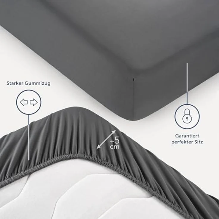 Blumtal® Spannbettlaken 140x200 cm - Bettlaken 140x200 aus Microfaser - Oekotex zertifiziertes Spannbetttuch 140x200 cm / 140x200 Spannbettlaken - Leintuch 140x200 - Bettspanntuch - Laken - Anthrazit – Bild 4