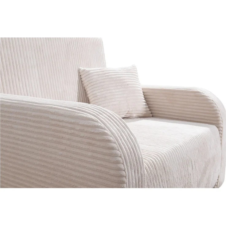 Wohnero24 Lirena 1 Schlafsessel mit Bettfunktion 80x195 cm – Cord Sessel ausziehbar 103x95 cm mit Bettkasten, kleines Gästebett, platzsparendes Einzelschlafsofa - Creme – Bild 8