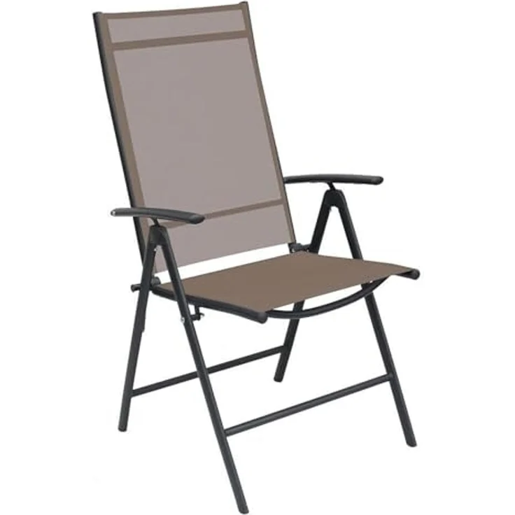 Hochlehner Klappstuhl Gartenstuhl Textilen Anthrazit Schokobraun 7 Pos – Bild 3
