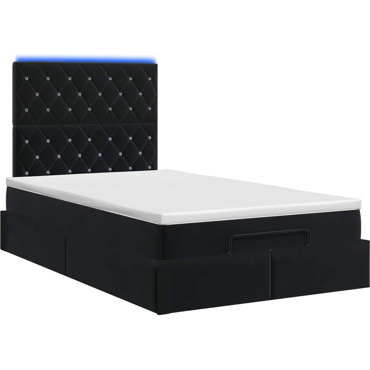vidaXL Ottoman-Bett mit Matratze und LED Schwarz 120 x 200 cm Samt 3458225 – Bild 9