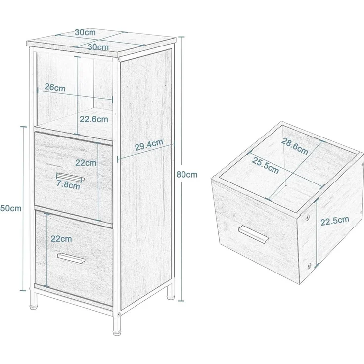 EUGAD Badkommode (1 St), Badezimmerschrank, Badschrank schmal, multifunktional – Bild 2