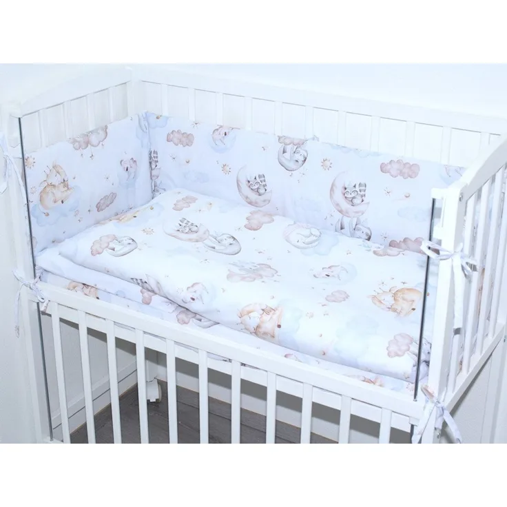 Primawela Beistellbett Baby Bettwäsche für Beistellbett mit Nestchen Spannbettlaken 6 teilig