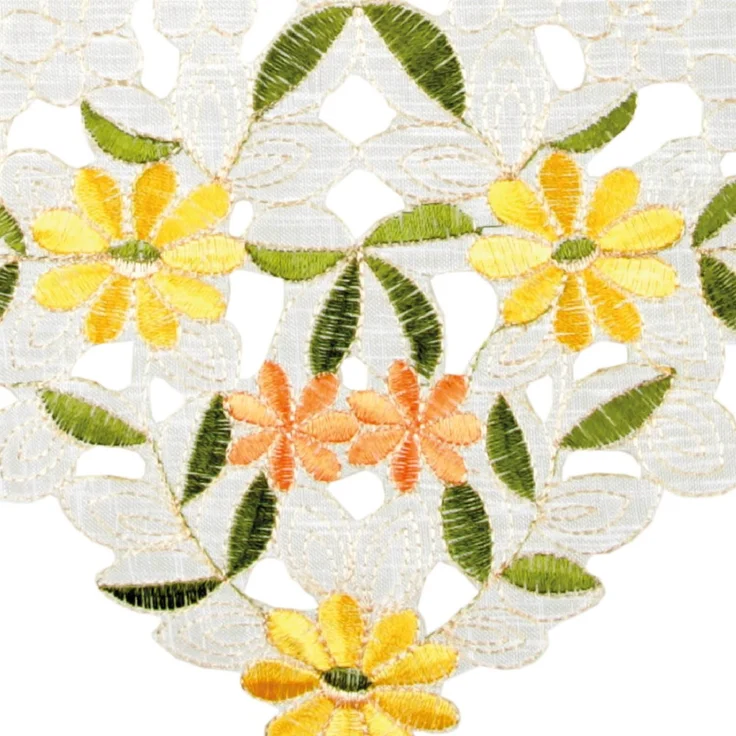ARSVITA Tischläufer mit Stickerei, mit Blumen oder Schmetterlingen bestickter 35x140cm Läufer für den Tisch, in vielen verschiedenen Designs verfügbar (Farbe: Grün - Gelb) – Bild 7