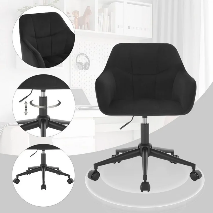 Woltu Bürostuhl (1 St), Homeoffice Stuhl, höhenverstellbar, Samtsitz – Bild 3