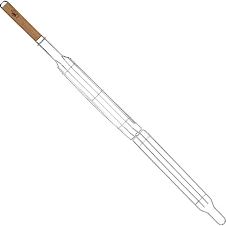Toller Grill Gemüsehalter Edelstahl mit Holzgriff – für Feuer, Grill & Camping – Bild 2