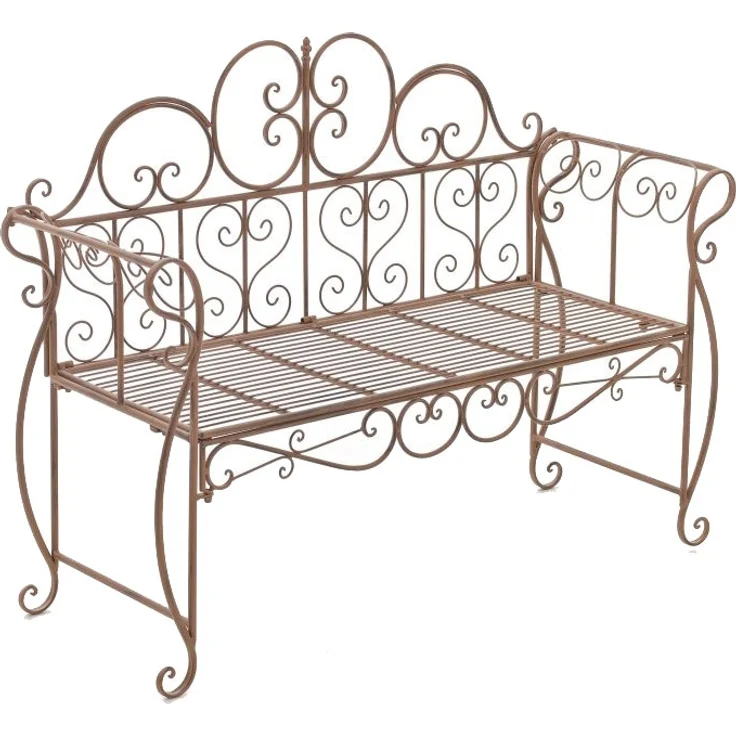Gartenbank LENAR - Metall Braun 128x46x94 cm | Metallbank Garten 2 Seitzer Bank Terrasse Vintage Antik Gartenbank – Bild 7