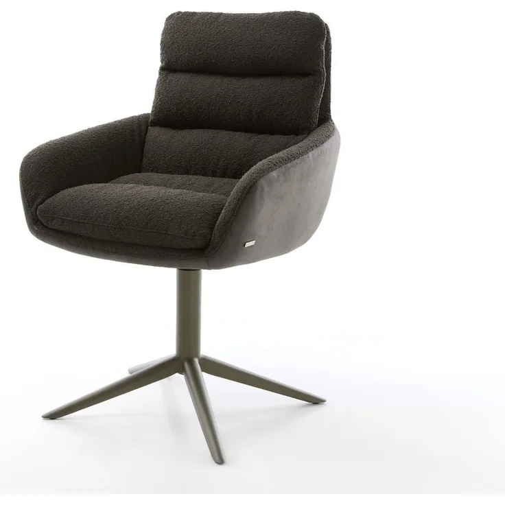 Drehstuhl Abelia-Flex mit Armlehnen Materialmix Schwarz Fußkreuz Effektfinish Titan 360° drehbar Wippfunktion