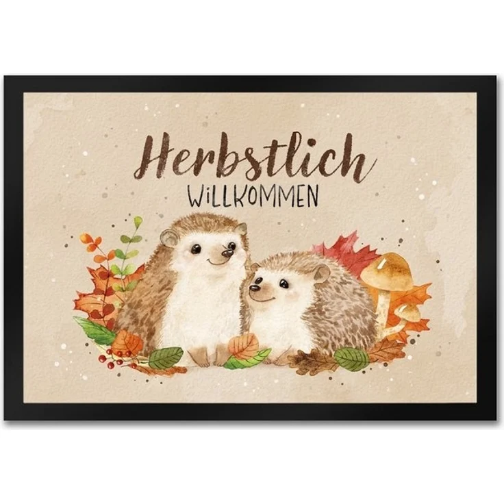speecheese Fußmatte Igel Paar Fußmatte in 35x50 cm mit Spruch Herbstlich Willkommen – Bild 4