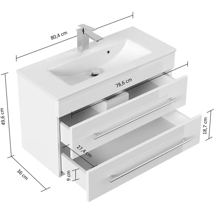 Badmöbel Mars 800 SlimLine SoftClose grafit : Grafit – Bild 7