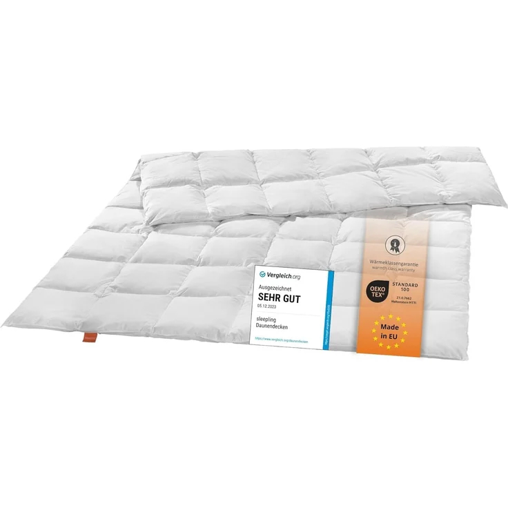 sleepling Daunenbettdecke Komfort, Füllung: 90% Daunen, 10% Federn, Bezug: 100% Baumwolle, waschbar bei 60°C, 5 Wärmeklassen, für Allergiker geeignet NOMITE – Bild 1