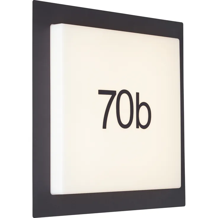 Brilliant LED Außen-Wandleuchte Sten LED Außenlampe, Hausnummern, 30x30 cm, 1600 lm, 3000 K, weiß/schwarz
