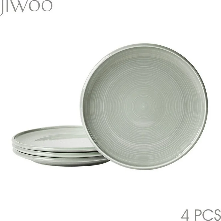 JIWOO Speiseteller 4er Ø21,8cm, Frühstücksteller Pastateller Teller Brotteller Plate, (4 St), Hochwertiges Tellerset Grau Mikrowellenofen Spülmaschine Ø 21,8cm – Bild 1