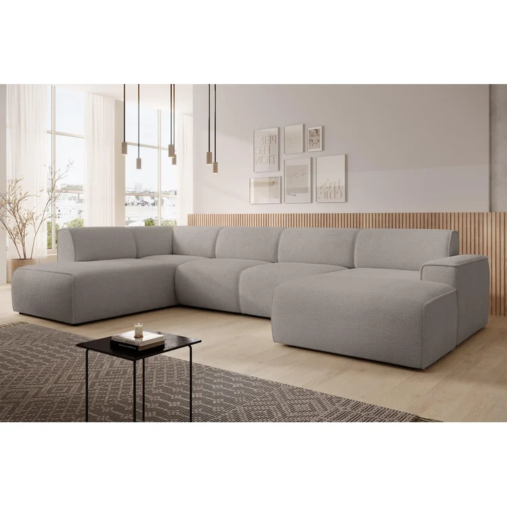 AX LIVING XXL Sofa U Form Didim Hellbraun 378cm breit modern & großzügig L