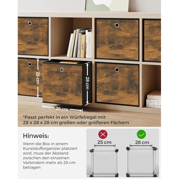 SONGMICS Aufbewahrungsbox, 6er Set, faltbar, Vliesstoff, 26 x 26 x 28 cm – Bild 3