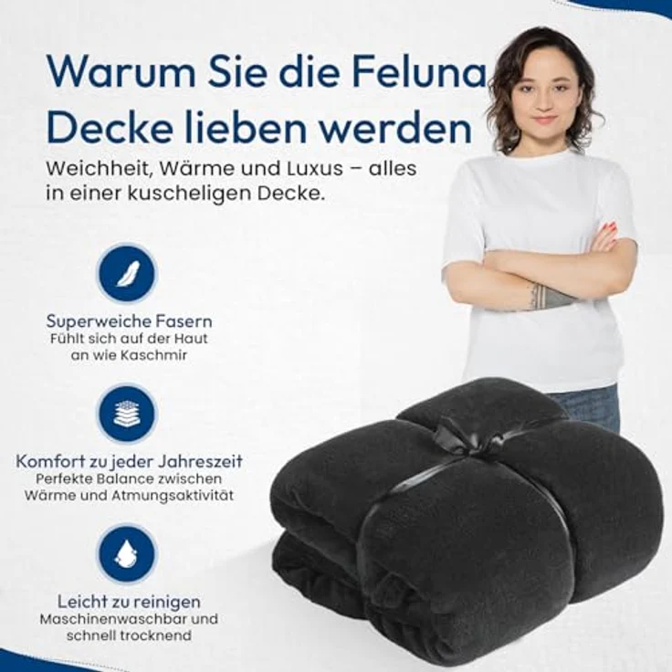 Wohndecke FELUNA Coral Fleece Kuscheldecke XXL – Superweicher Cashmere-Touch, Feluna, Tagesdecke Kaschmir-Touch 220 x 200 cm – Bild 8